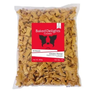 Baked Delights Chicken Flavour, Cookies, Bone Shaped -Dog Treats, 800 gm