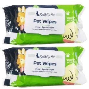 Smarty Pet Wet Pet Wipes for Dogs, Puppies & Cats with Fresh – Apple Scent Pack | 100pc